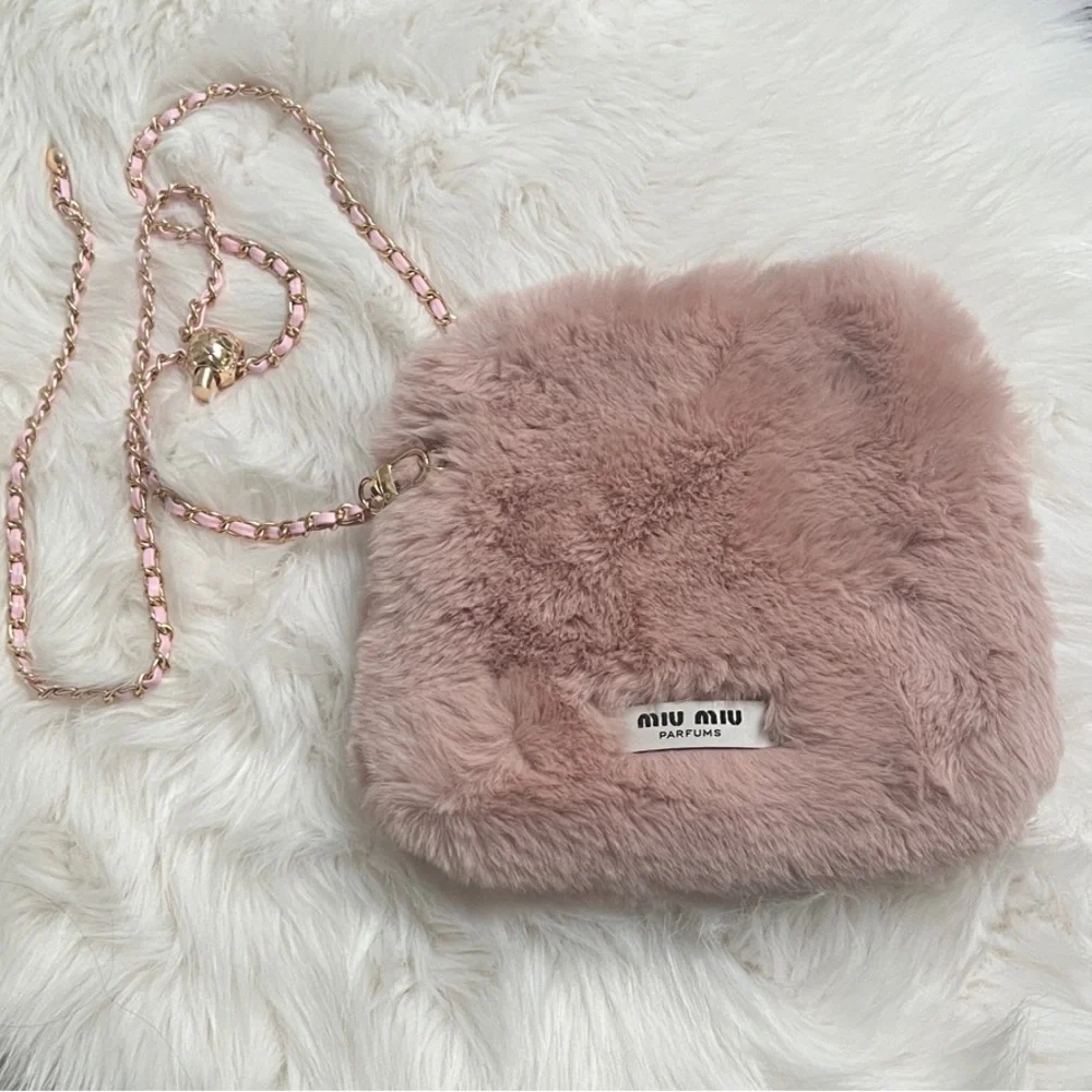 Miu Miu Blush Faux Fur Shoulder Bag - Picture 1 of 4